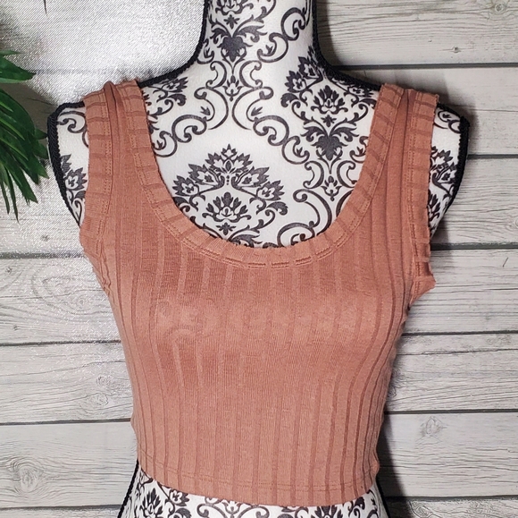 Knit Ribbed Crop Top in Caramel- KikiRiki NWT! - Picture 1 of 11